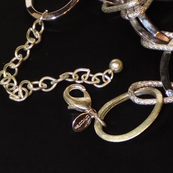 Chico's Hammered Silver Ring Link Statement Bib Necklace & New Earrings Set - Picture 6 of 7